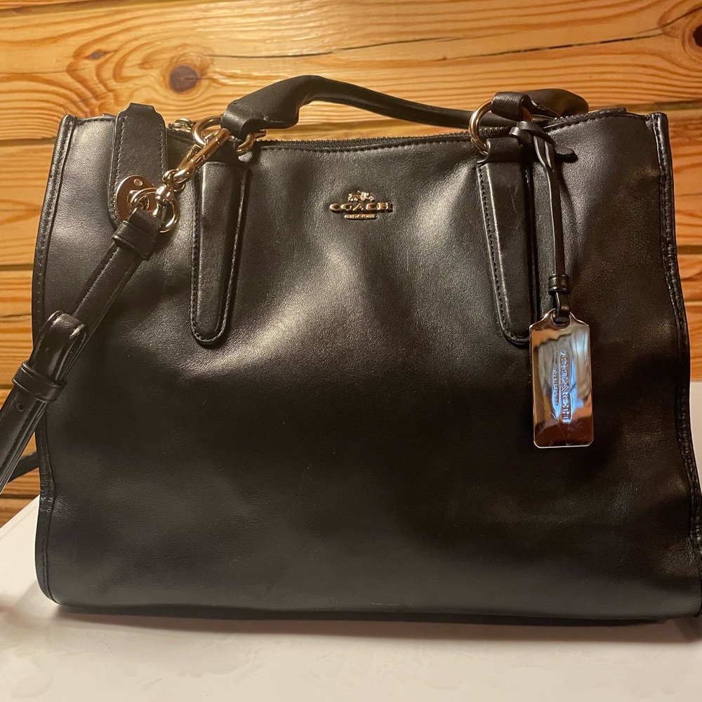 Coach black leather crossbody